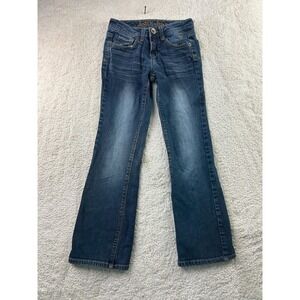 Justice Jeans Girls 10 Slim Blue Denim Bootcut Embroidered Heart Stretch Pockets